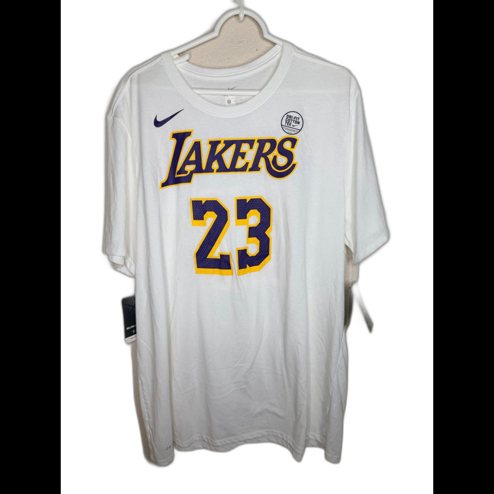 Nike Los Angeles Lakers LeBron James #23 Dri-FIT T-Shirt White sz XXL NEW